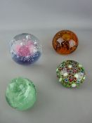Victorian glass dump with a millefiori and two bubble filled paperweights