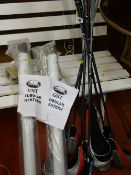 Pair of Galaxy GST tubular heaters and a quantity of golf clubs E/T