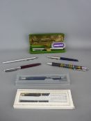 Collection of various fountain and ballpoint pens by Waterman, Parker, Papermate etc