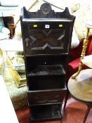 Vintage oak bookcase with top cupboard door and magazine/newspaper aperture