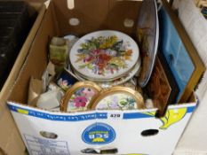 Mixed box of decorative pottery and porcelain etc