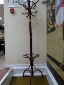 Modern mahogany bentwood coat and hat stand