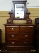 Circa 1900 mirrored dressing chest of two short over two long drawers
