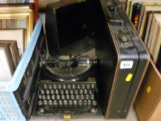 Remington vintage home portable typewriter and a gent's briefcase