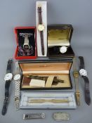 Collection of lady's and gent's wristwatches, a well used Schaeffer pen with fourteen carat gold