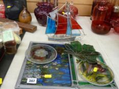 Collection of stained glass ornamental ware