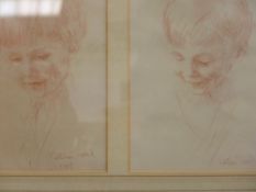KATHLEEN TWEED pastel - portrait of two young boys, framed as one, 33 x 22 cms