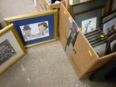 Large parcel of miscellaneous prints including Matt Busby Manchester United, Laurel & Hardy etc