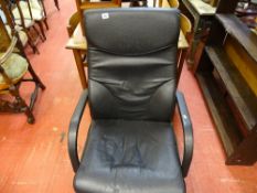 Black leather effect swivel office armchair