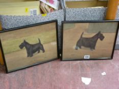 N ROBERTS 1935 watercolours, a pair - Highland Terriers entitled 'Rouken Castle' and 'Rouken