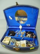 Vintage jewellery box and contents