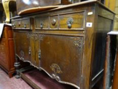Vintage oak sideboard, walnut gate leg table and a kidney shaped side table
