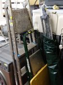 Bagged rotary washing line, metal stepladder with one other and a small wooden folding table