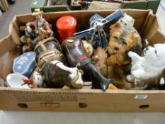 Box of collectable animal figurines, Wedgwood Jasperware etc