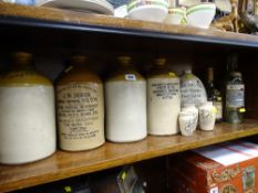 Fine parcel of flagons with various inscriptions and a quantity of vintage spirit/liquor bottles,