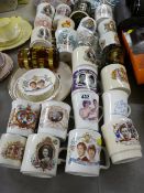 Collection of commemorative mugs etc