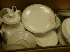 Box of Royal Doulton teaware, plain white tureens etc