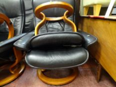 Ekornes stressless swivel and reclining armchair with matching footstool
