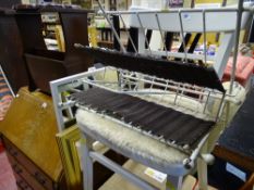 Painted side chair and dressing mirror, two mid Century magazine racks, a gilt framed wall mirror