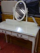 Modern two drawer dressing table with oval mirror