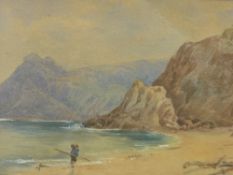Manner of JOHN MOGFORD watercolour - coastal scene, inscribed 'JM, 1878' verso, 19 x 30 cms