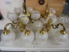 Quantity of brass effect ceiling and wall light fittings