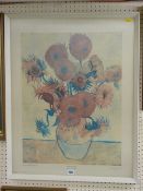 VINCENT VAN GOGH 1960 framed reproduction print 'Sunflowers'