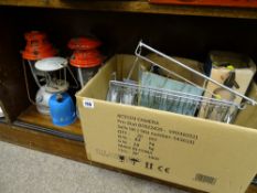 Parcel of paraffin lamps, boxed vintage soda syphons etc