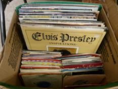 Mixed box of vintage LP and 45rpm records, the LPs mainly Abba