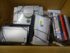 Bush CD player with speakers and remote control and a few DVD films E/T