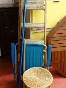 Parcel comprising metal stepladder, vintage deckchair, tools etc
