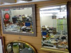 Two modern bevelled edge wall mirrors