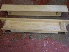 Pair of stripped wood overmantel shelves