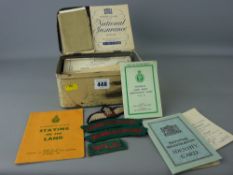 Vintage tin of National Registration Identity Card, Women's Land Army Release Certificate and