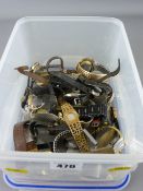 Plastic tub of vintage lady's and gent's wristwatches