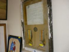 Framed WWI service medal group