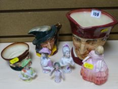 Royal Doulton 'The Cardinal' character jug and others, Royal Doulton 'Rose' HN1368 with four pin