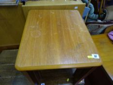 Set of three vintage light wood side tables