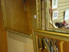 Good gilt framed bevelled wall mirror, another floral framed wall mirror and a smaller gilt framed