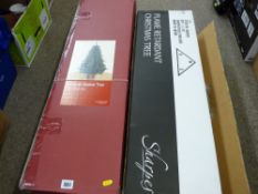 Two boxed artificial Christmas trees