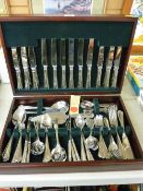 Modern mahogany cased canteen of cutlery, over one hundred pieces
