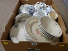 Box of modern table crockery etc