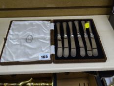 Cased set of silver handled butter knives by James Walker Ltd