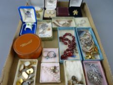 Nine carat gold seed pearl pendant and chain along with other gold and costume jewellery and