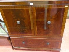 Reproduction line inlaid mahogany entertainment cabinet