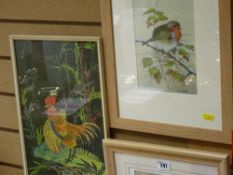 ERIC PEAKE print - robin on a branch, signed, 21 x 15 cms and two further prints