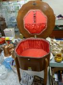 Vintage walnut sewing box table