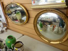 Convex gilt framed wall mirror and one other