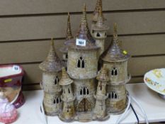 Pottery light up castle ornament