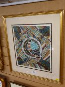 Framed Aboriginal painted fabric panel